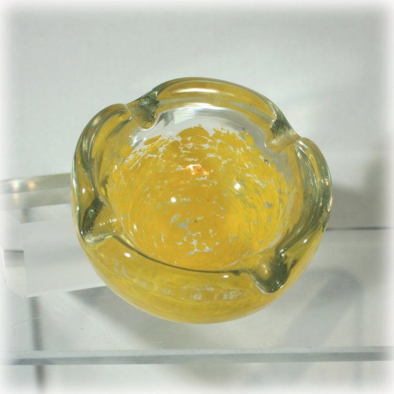 Art Glass Ashtray Splatter Yellow Glass Murano by SalamanderAlley