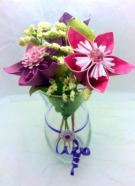 handmade paper flower vase bouquet pink purple birthday handmade paper flower vase bouquet pink purple birthday