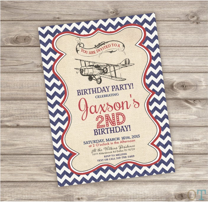 Vintage Airplane Birthday Invitations 6