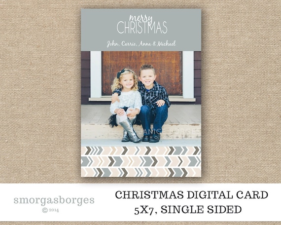 Items similar to Merry Christmas - Christmas Digital Photo Card, Arrows, 5x7, Single Sided on Etsy