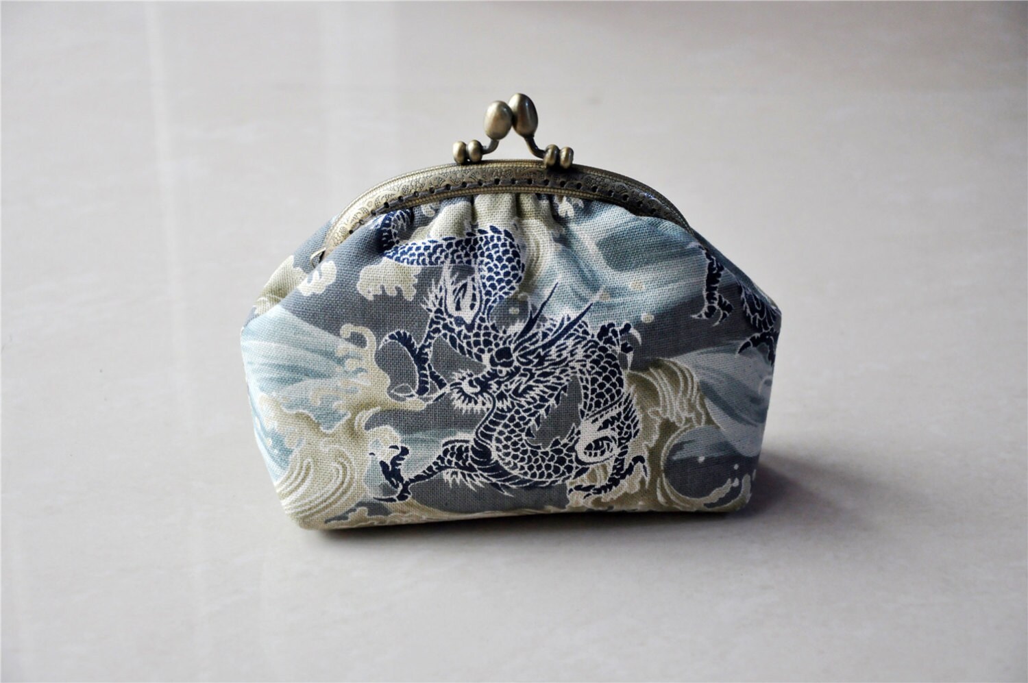 Japanese Fabric Clutch Wallet Kisslock Purse Metal by craftpurse