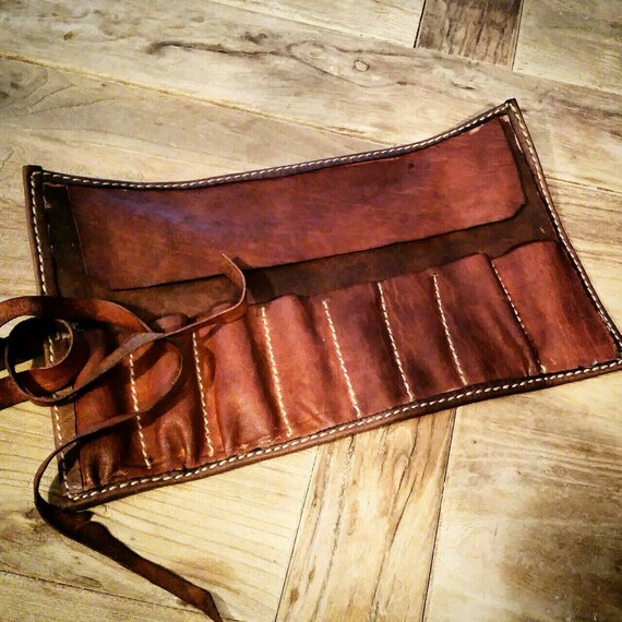 Items similar to Leather Tool bag for gear roll Cafe Racer and