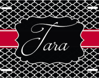 Personalized Car Tag, Customized Front License Plate, Novelty Plate, Quatrefoil design