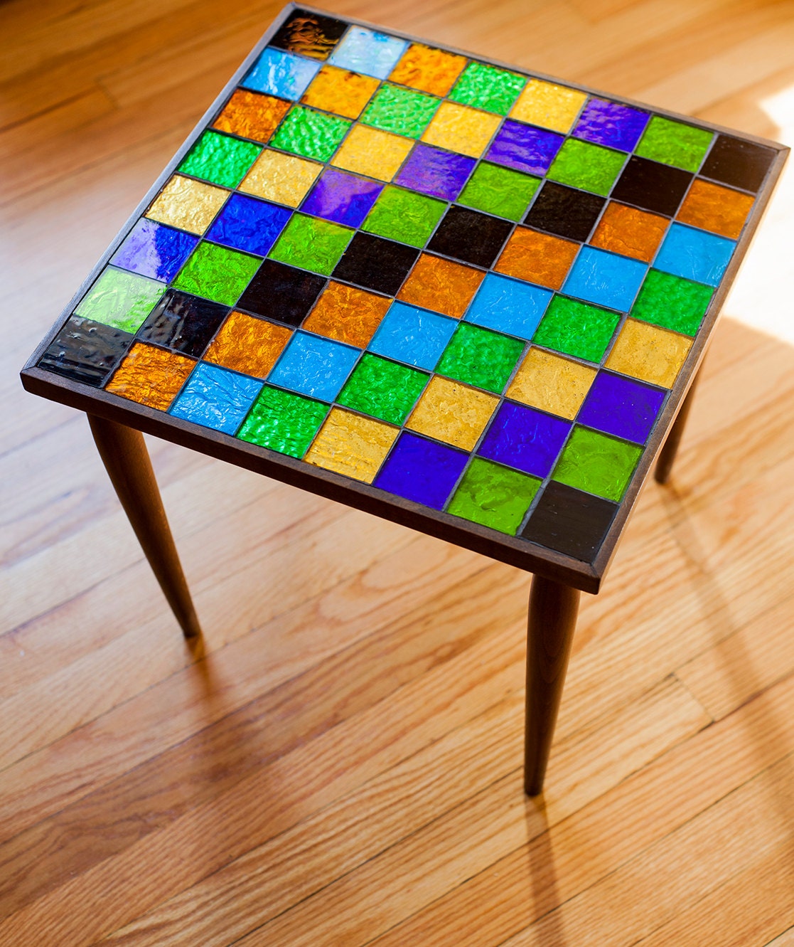 Vintage Stained Glass Side Table Haute Juice