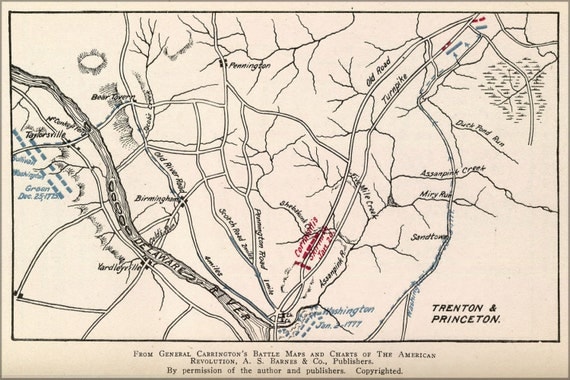 24x36 Poster Revolutionary War Map Of Trenton & Princeton