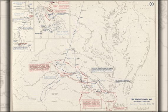 24x36 Poster Revolutionary War Map Virginia 1778-1781