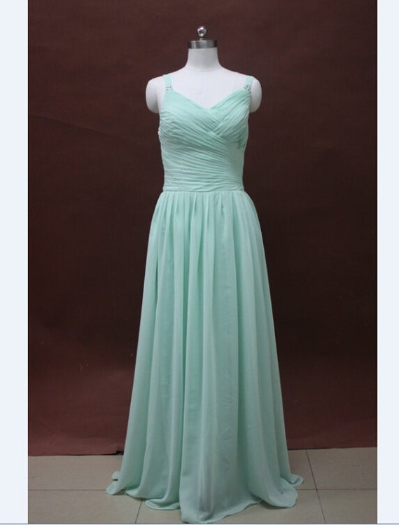 Shoulders with mint green floor length prom dress by BBW168