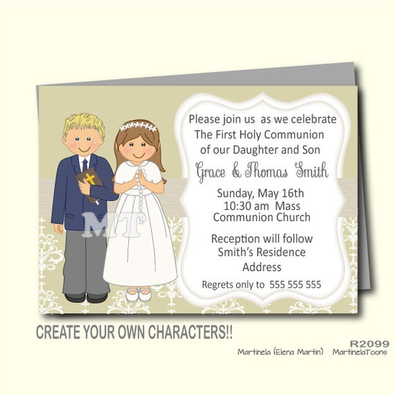 Communion Invitations For Twins Boy And Girl 7