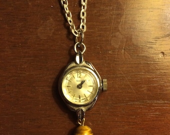 Items similar to antique pocket watch face pendant with clock hand and ...