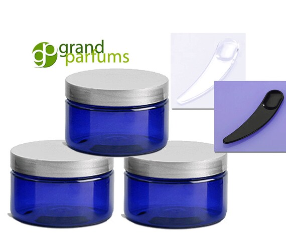 Download 20 Cobalt Blue Low Profile PET Plastic Empty Cosmetic Jars 4