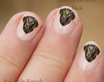 Black Labrador Nail Art Stickers, Black Lab Decals, Fingernail Stickers, Dog Nail Art, Retriever, gundog, fun to wear, great gift