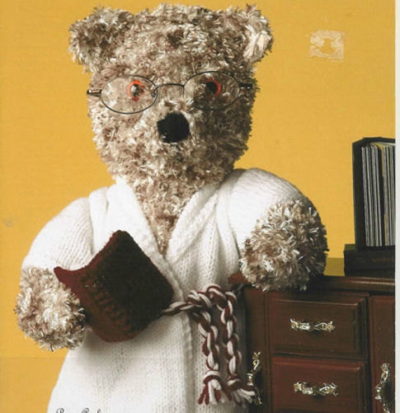 teddy bear and dressing gown dk knitting pattern 99p