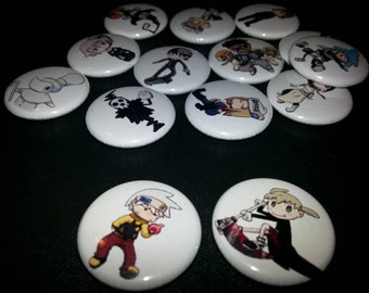 14 one-inch Soul Eater buttonpins