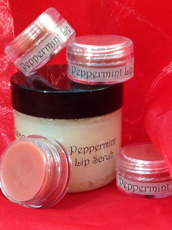 Peppermint Lip Scrub and Lip Balm Set by ArtisanIsBeauty on Etsy