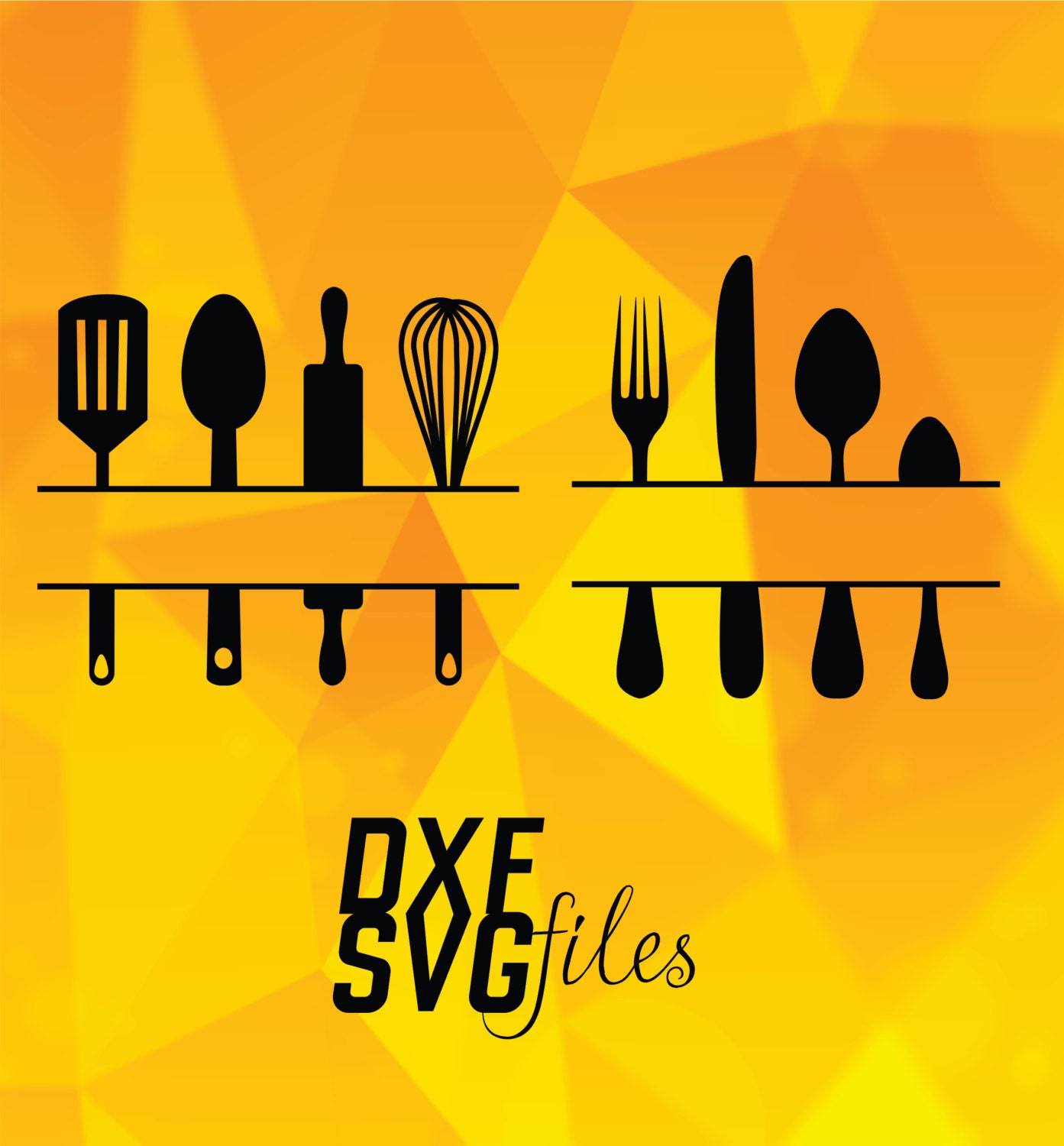 Download 5 Split Kitchen Utensils Silhouettes DXF and SVG files by dxfsvg
