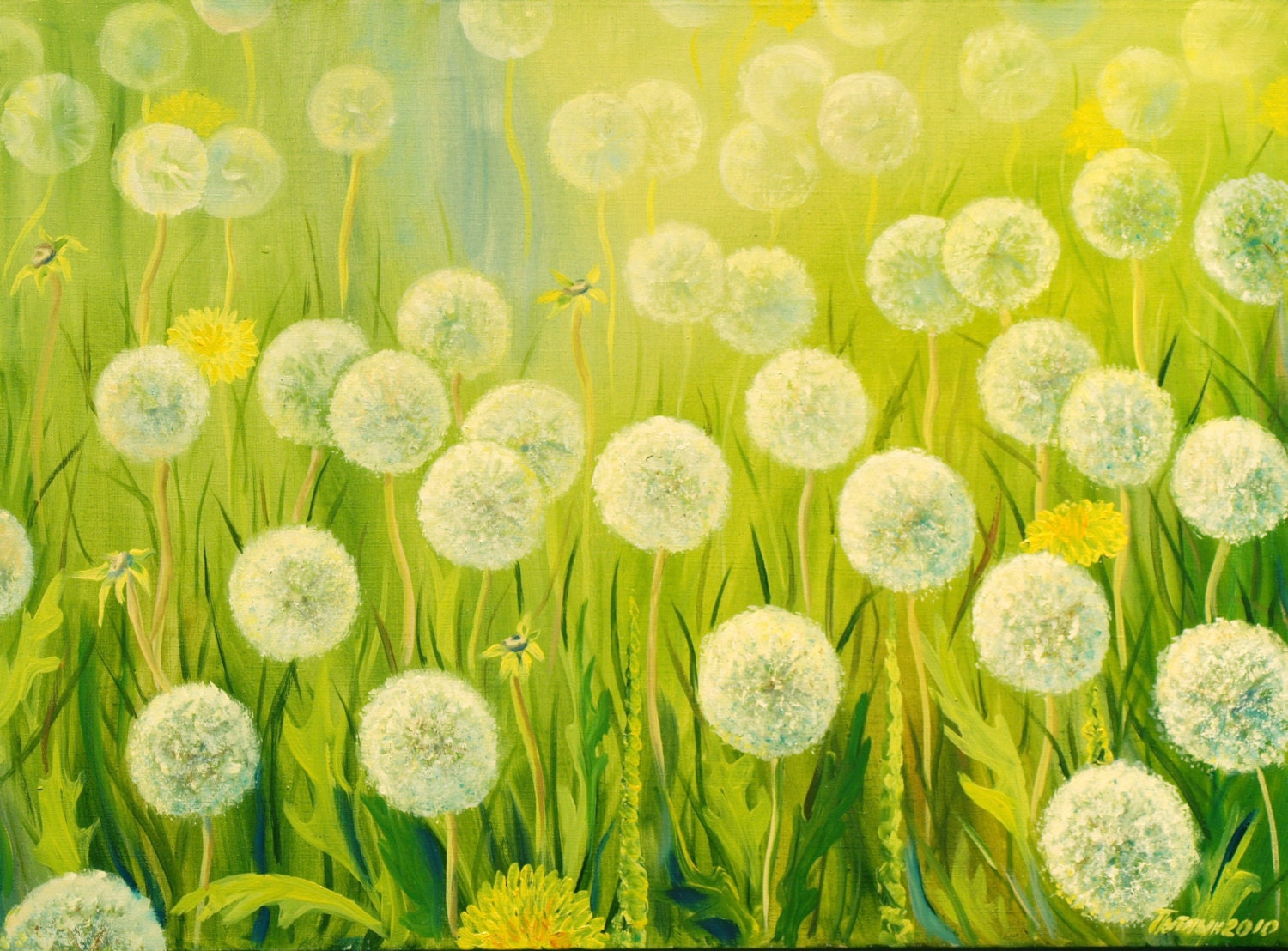 Dandelion Painting Oil Wall Hanging Canvas Art Contemporary