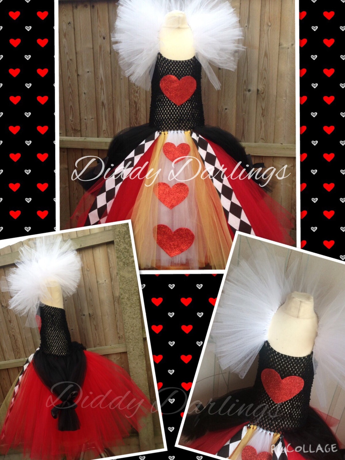 Queen Of Hearts Tutu Dress. Inspired Handmade Dress. All Sizes