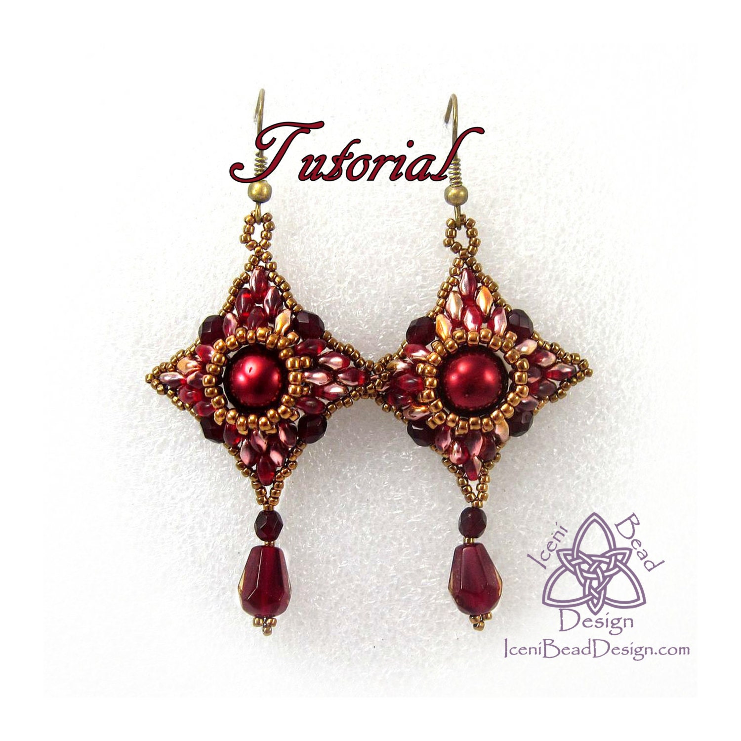 PDF Tutorial Quattro Earrings with Super Duo by IceniBeadDesign
