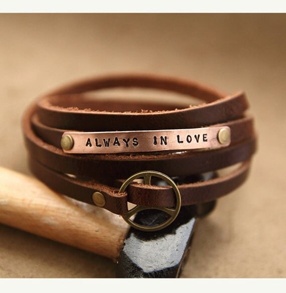 Men's Personalized WRAP Bracelet Men's Leather by July8Designs