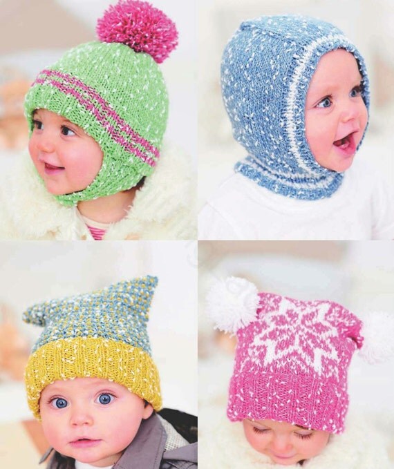 Knit Baby Hats Vintage Knitting Pattern earflap helmet