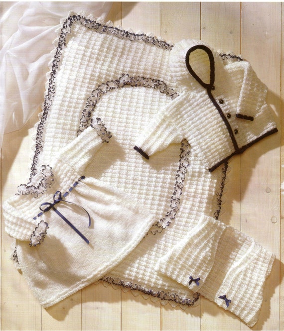 Knit Baby Dress Hooded Jacket Vest Quilt Vintage Pattern