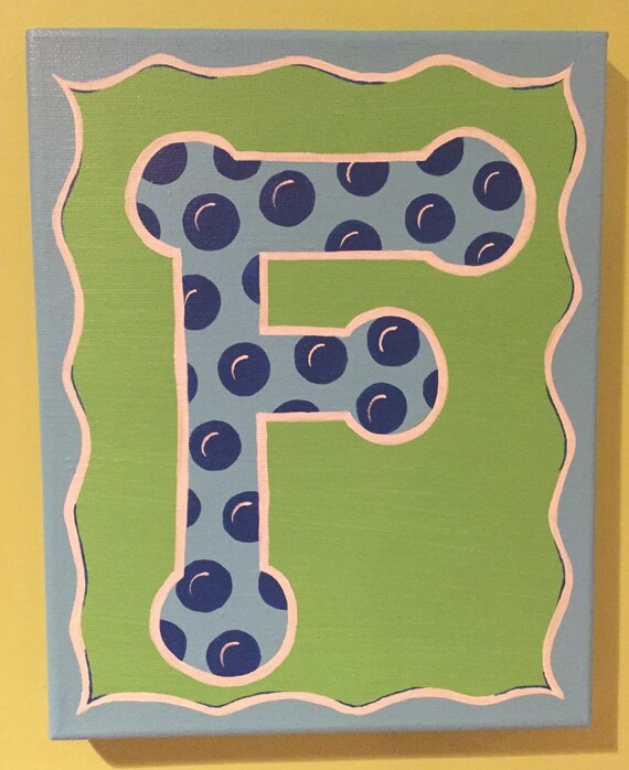 Hand painted personalized letter or initial painting on canvas