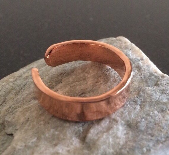Copper Ring R005 Adjustable Smooth Hammered Shiny Pure Copper Ring