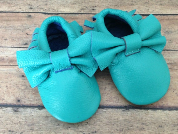 turquoise baby shoes