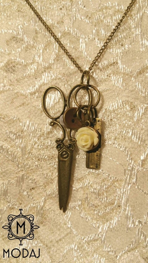 Items similar to Sewing lovers vintage necklace on Etsy