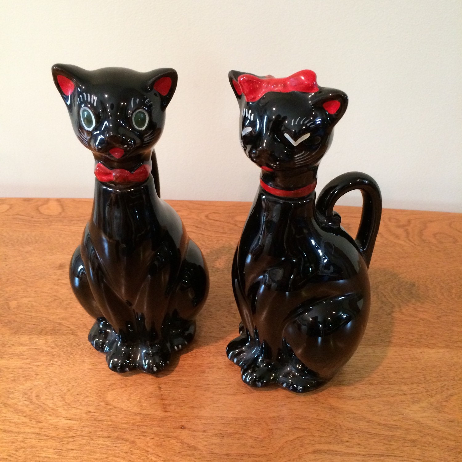 Vintage Mid Century Shafford Japan Red Pottery Figural Cat Oil