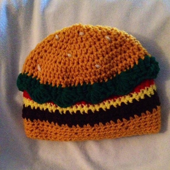 Items Similar To Crochet Cheeseburger Hamburger Hat On Etsy