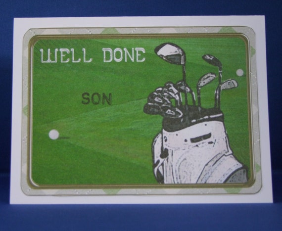 A Well Done Son card for the golfing star by CrewCrafts on Etsy