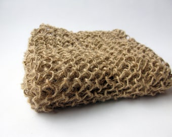 Handknit Jute Washcloth / 100% natural materials