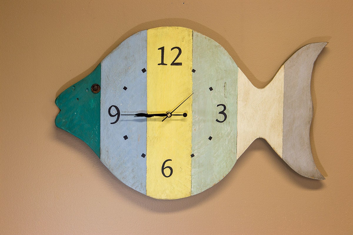 Unique Wall Clock Fish Clock Fisherman Gift Man Cave Clock