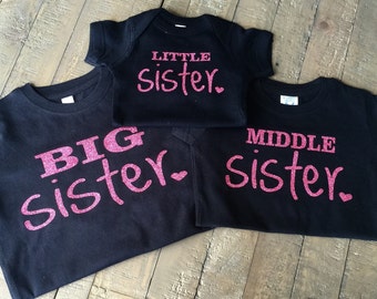 Big Sister, Middle Sister, Little Sister Shirt Set