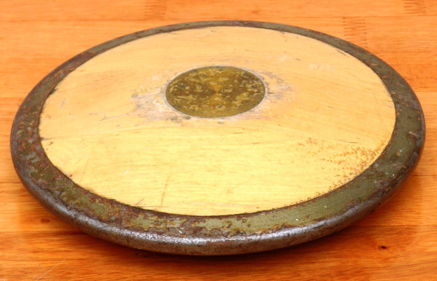 Vintage Wood and Metal Discus Made In Poland by NWAttic