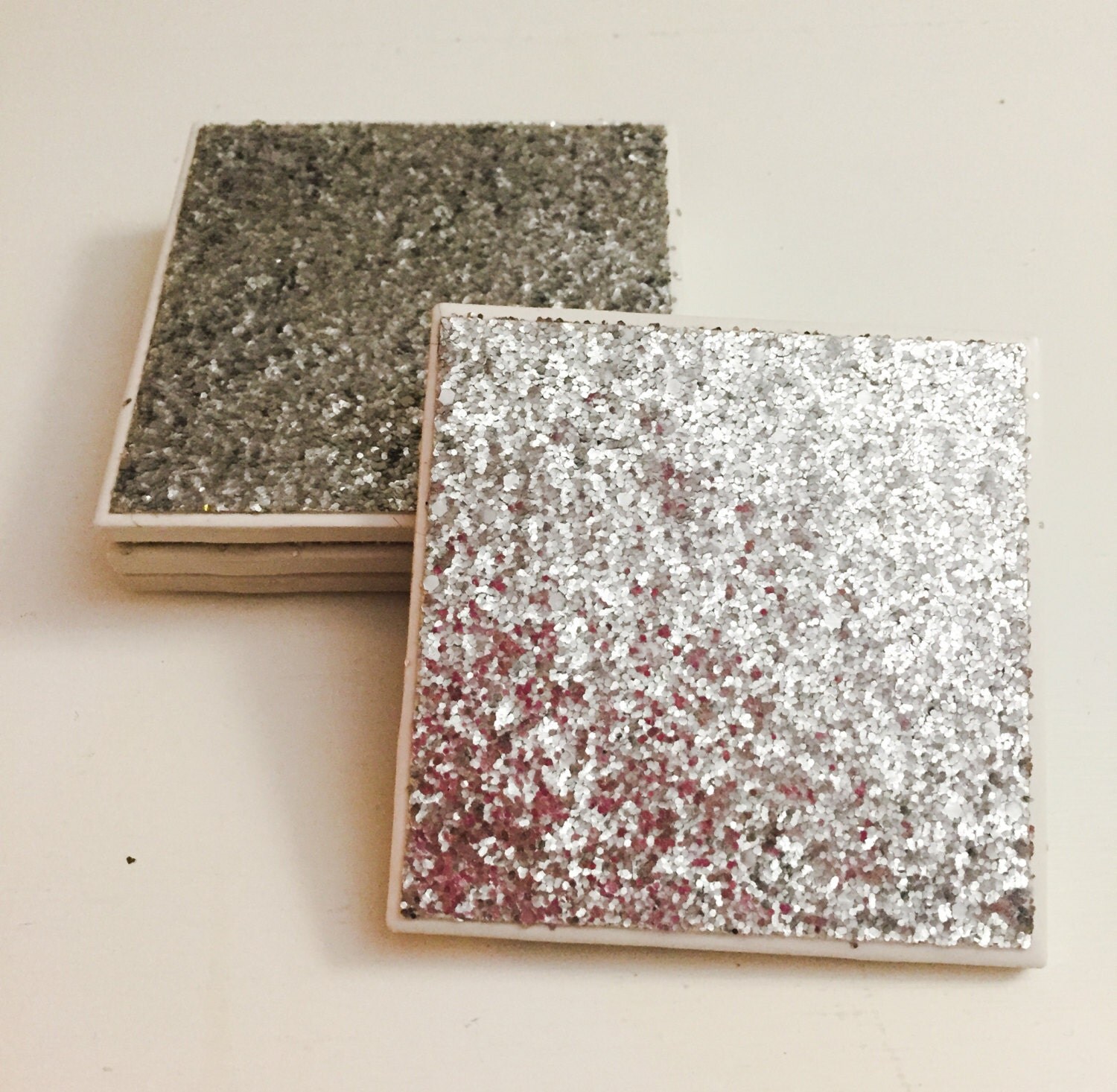 Glitter Coasters Silver Coasters Set of 4 by GabysInspirations