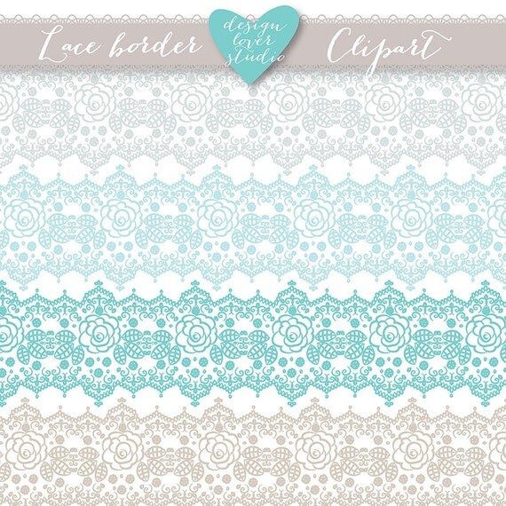 Lace border rustic teal beige white Wedding invitation