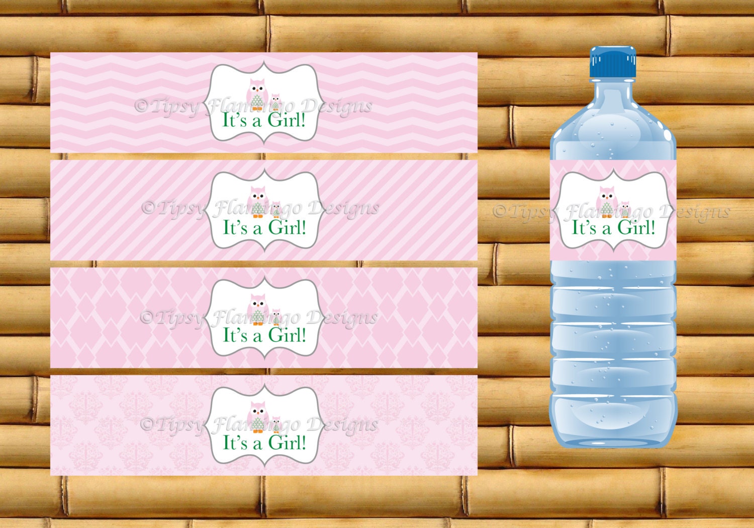 Baby Shower Water Bottle Labels It's A Girl Light