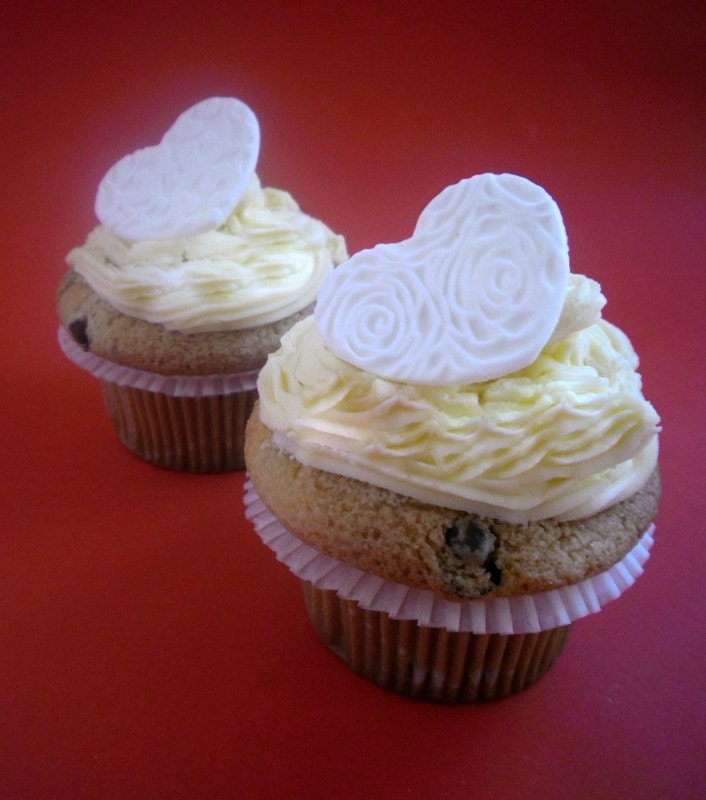 Wedding Cupcake Toppers 100 Edible White by SweetCakeByAnastasia