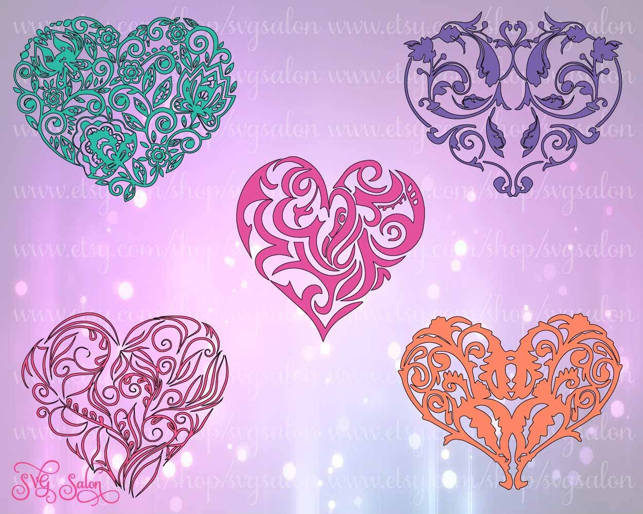 Filigree Heart Cutting File Set in Svg Eps Dxf and by SVGSalon