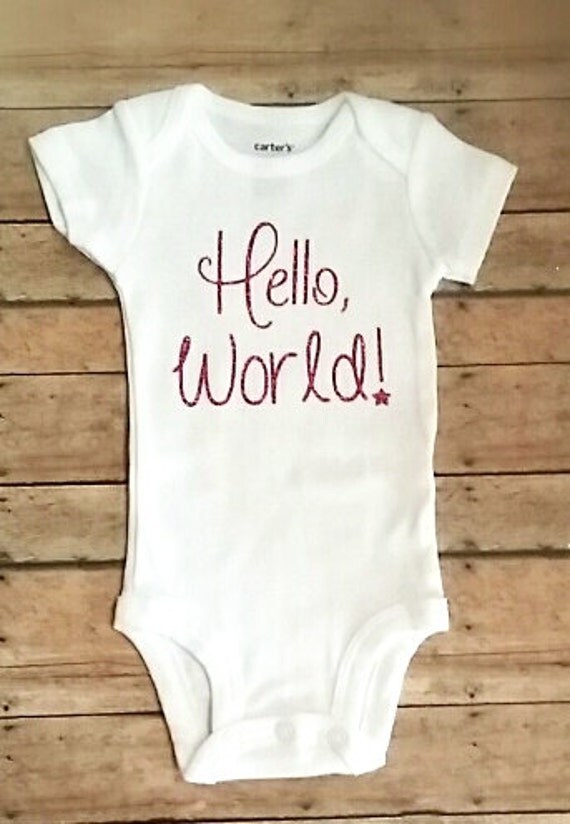 Pink Hello World Take Home Onesie by PolkaDotUmbrellaLife on Etsy