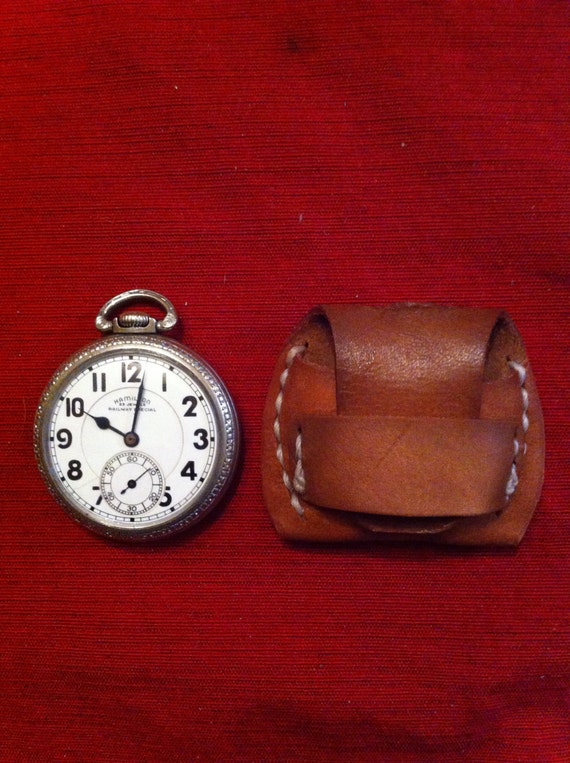 Leather pocket watch case