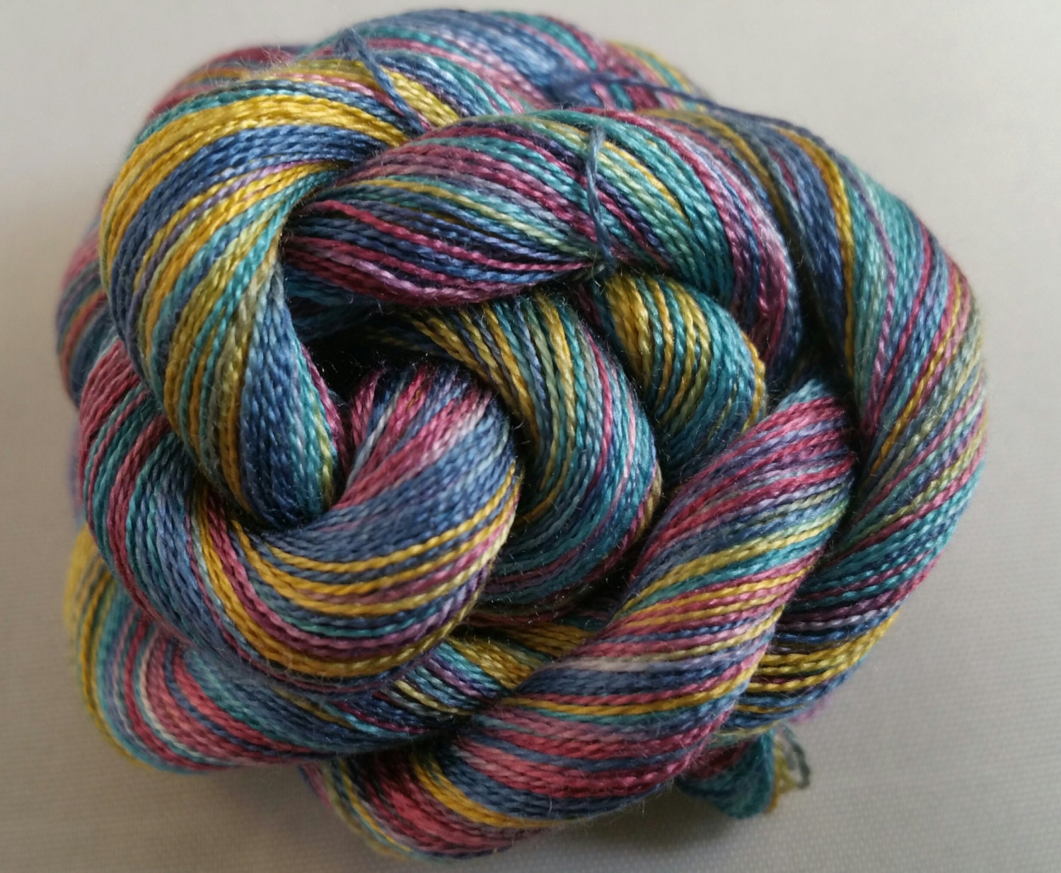 Hand Dyed Spun Silk Yarn Lace Weight Yarn Thread by AgapeFibers
