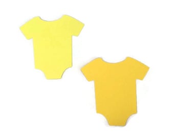 25 Assorted Yellow Onesie Tags, Die Cut Onesie, Baby Boy Shower, Baby Gift Tags, Advice Tree Tags, Favor Tags, Baby Shower Games