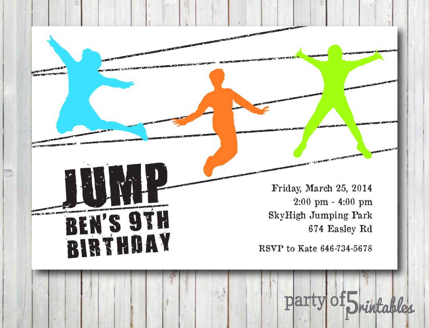 thumbnail image 2 of Boys Trampoline Park Birthday Invitation Editable Template 2 of 11