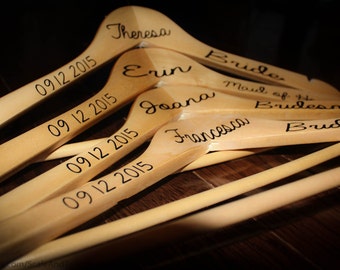Personalized Wooden Wedding Hangers. Personalized Hanger. Bridesmaid Hangers. Wedding Hangers. Light Wood Hangers Personalized. Hangers.