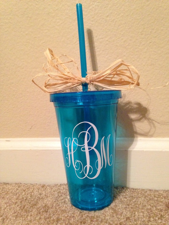 Items similar to Personalized tumblers with vinyl initials or name on Etsy