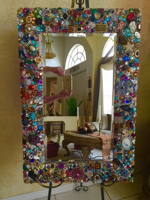 jeweled Mirror by RexannasCreations on Etsy