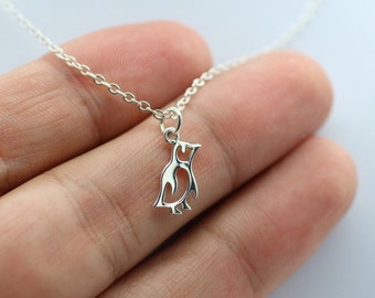 TINY BABY PENGUIN Necklace - 925 Sterling Silver - Penguin Charm Bird Arctic New